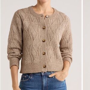 Splendid Pointelle Cable Knit Cardigan